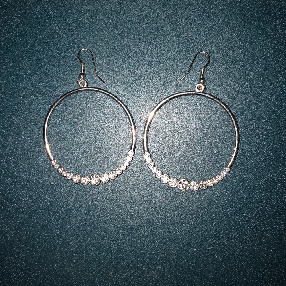 Silver Crystal Hoop Earrings